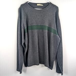 Eddie Bauer Men's XL Sweater Heather Gray Knit Top Long Sleeve Crew Neck Green